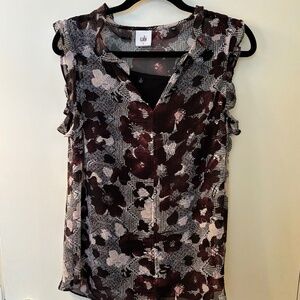 Cabi Weaver Blouse Size Small Black Maroon Pink